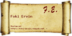 Foki Ervin névjegykártya